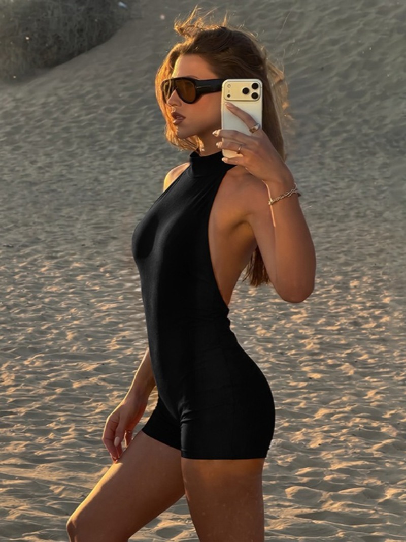 Yoga Overall Fitness - Seksi Halter Yaka Kolsuz Bodysuits kadın