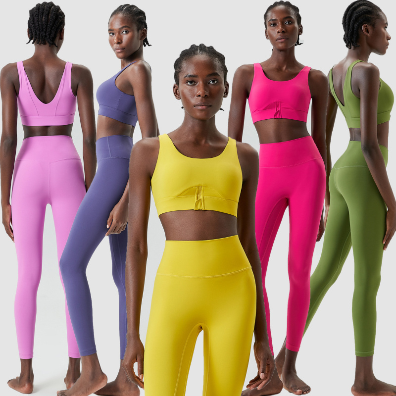 Yoga Fitness Outfit - İki Parçalı Set Fermuarlı Yoga Spor