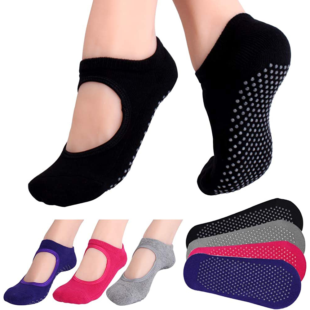 Yoga Fitness Gym - Backless kaymaz Fitness Pilates Çorap Pamuk