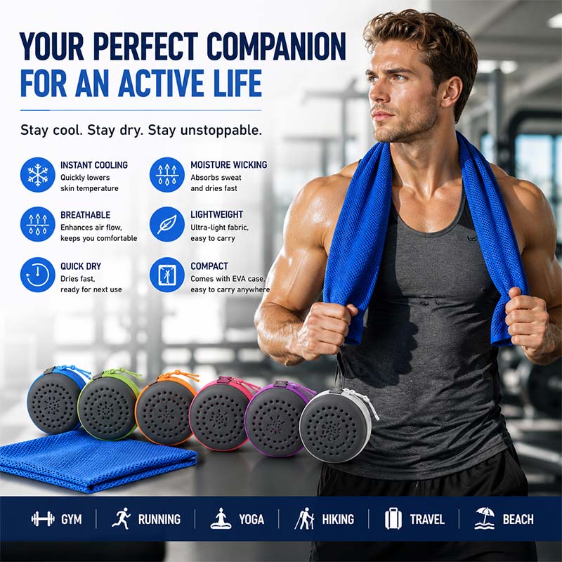 Yoga Fitness Gym - EVA Kılıflı Anında Soğutma Havlusu, Hızlı
