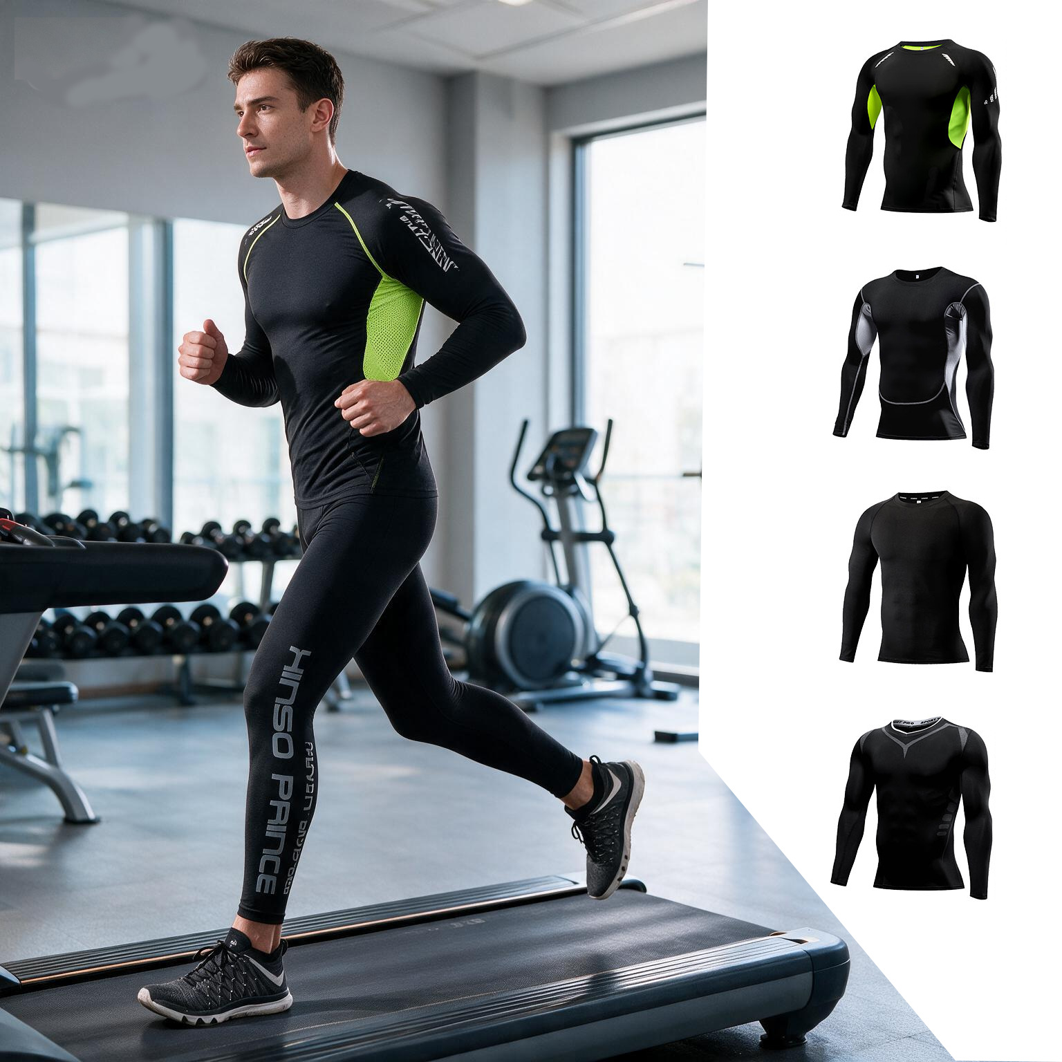 Yoga Fitness Outfit - 2026 Erkek Kompresyon Spor Giyim Takımı,